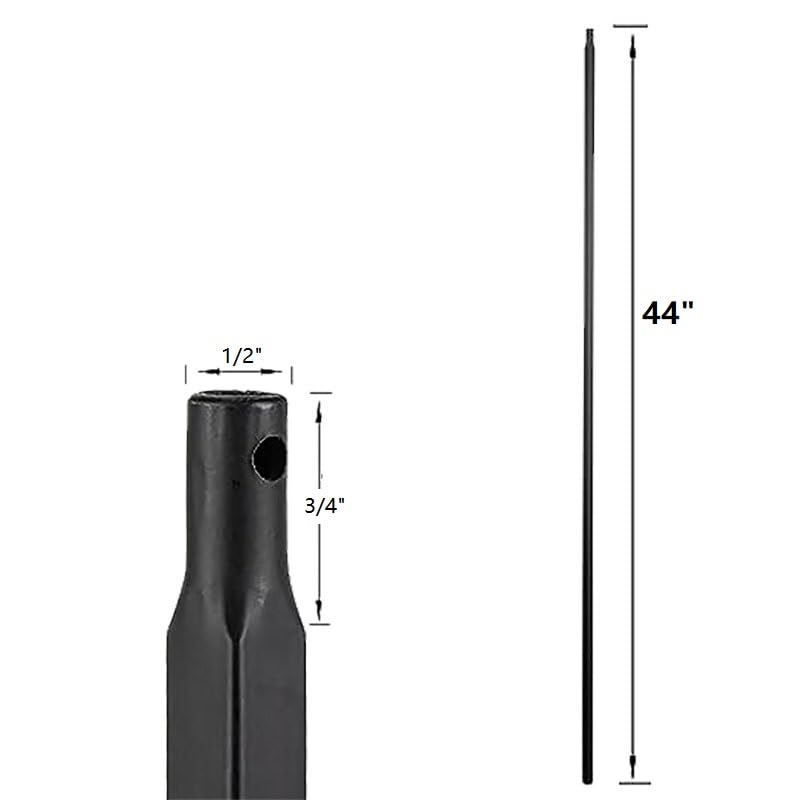 Langdoly Square 1/2" x 44" Wrought Iron Plain Balusters Hollow Iron Spindles for Indoor Stairs (Satin Black- Pack of 10) - Image 2
